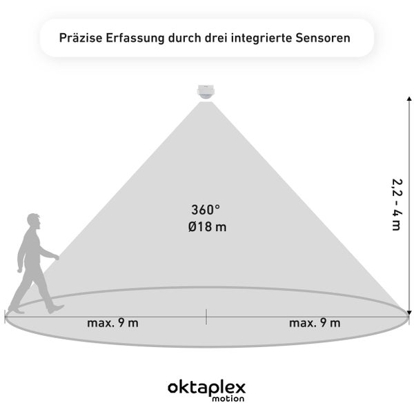 Oktaplex Tea Bewegungsmelder 360 Grad anthrazit IP65 schwenkbar für Wand / Decke