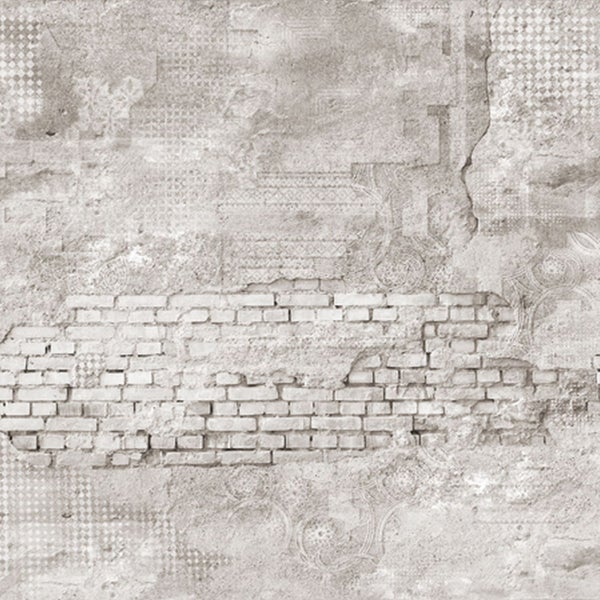 Tapete mit Ziegelmuster und Putzeffekt