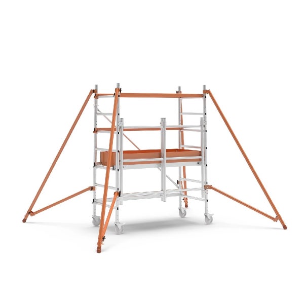 Rollgerüst mit Auslegern für Stabilität