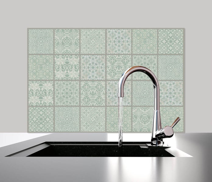 Küchen Spritzschutz | Küchenrückwand | Alu-DiBond | Fliesenschutz für den Herd und Spüle | Küche | Küchenfliesen | Fliesenspiegel | Rückwand, Größe: 60 x 40 x 0.3 cm Küchenrückwand und Spritzschutz Mosaik Türkis