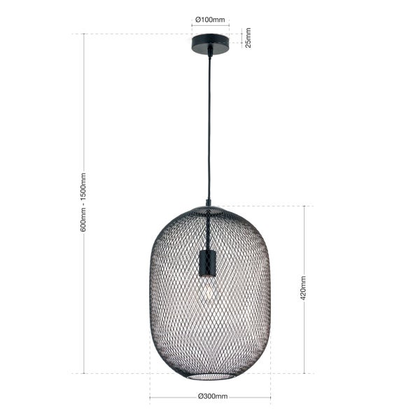 Hängeleuchte Georgina 30 cm x 42 cm Schwarz 1 x E27