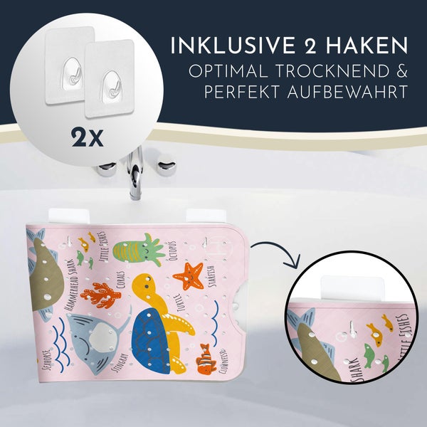 Homerella® Badewannenmatte rutschfest Kinder - 100% BPA frei Inkl. 2 Haken zum Aufhängen 100x40cm - Antirutschmatte Badewanne Baby hautsensitiv & schimmelresistent - Badematte rutschfest & waschbar