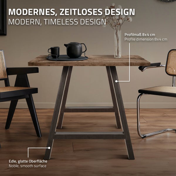 Esstisch mit Holzplatte und Metallgestell