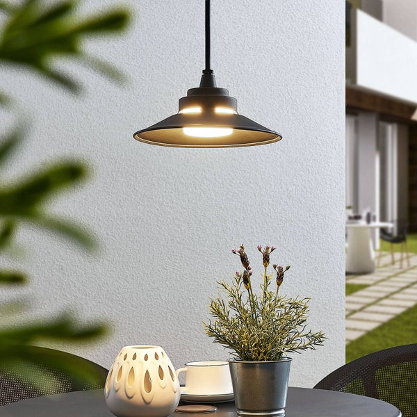 Lindby LED Außenleuchte Cassia (spritzwassergeschützt (Modern) in Schwarz aus Aluminium (1 flammig, ) - Pendelleuchte außen