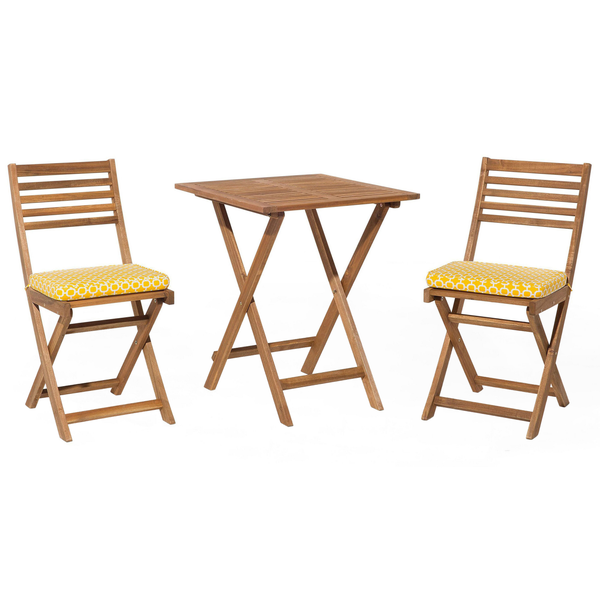 Bistro Set inkl. Kissen FIJI Akazienholz Gelb