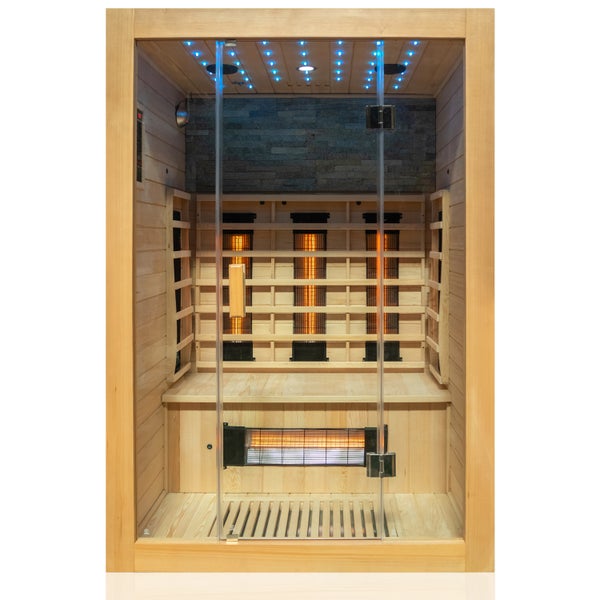 Dewello® Infrarotkabine Infrarotsauna MILTON 135cm x 105cm inkl. 6 Vollspektrumstrahler, Karbonstrahler, 2 Personen, LED