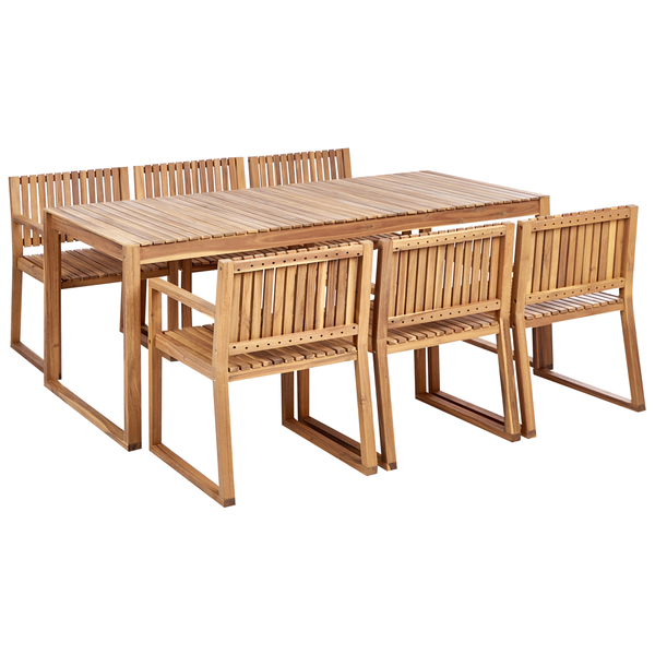 Gartenmöbel Set 6-Sitzer SASSARI II zertifiziertes Akazienholz Hellbraun