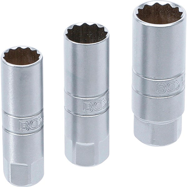BGS Zündkerzen-Einsatz-Satz Zwölfkant Antrieb Innenvierkant 10 mm (3/8) SW 14 - 16 - 18 mm 3tlg. - 6858