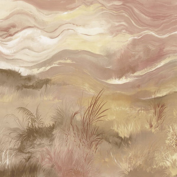 Gemälde mit Wiesenlandschaft und wolkigem Himmel