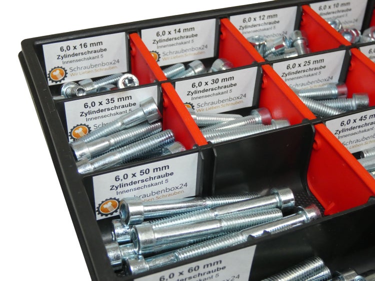 200 tlg Zylinderschrauben Sortiment M6 // 6mm-60mm Schrauben Set Schraubenbox DIN 912/ISO4762 Bolzen Vollgewindeschrauben Maschinenschrauben Gewindeschrauben Zylinderkopfschrauben