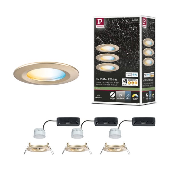 Drei LED Einbaustrahler der Nova Smart Serie im Badezimmer