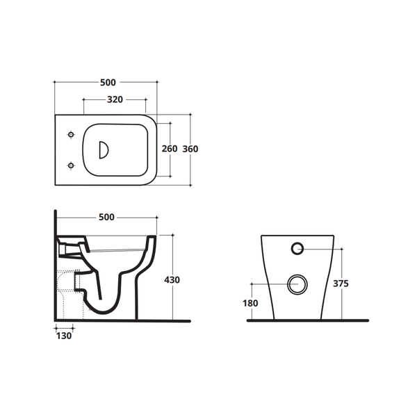 Standbidet und WC ohne Spülrand weiß glänzend | Swing