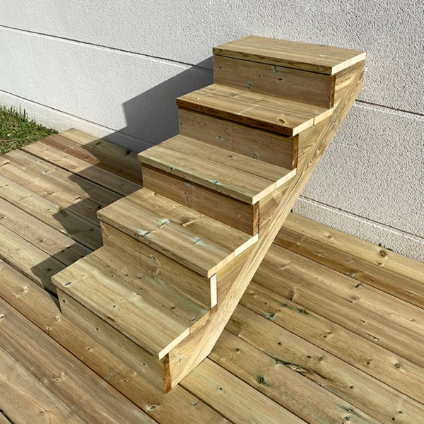 Außentreppe, Gartentreppe, Terrassentreppe  Holz H88cm 5 Stufen, Breite 60cm, MIT Setzstufen