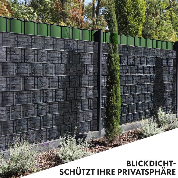 FLOORDIREKT PVC Sichtschutzstreifen 19 cm x 35 m für Gartenzäune Blickdicht Schiefer