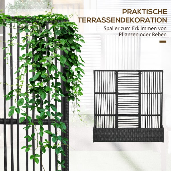 Dekoratives Rankgitter für den Garten oder die Terrasse mit Pflanzkasten