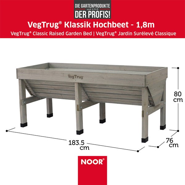 VegTrug® Klassik - Grey Wash - 1,8 m (183x76x80 cm)