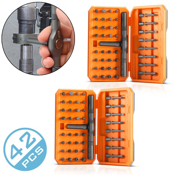 42-teiliges Schraubendreher Bit Set in orangefarbener Aufbewahrungsbox