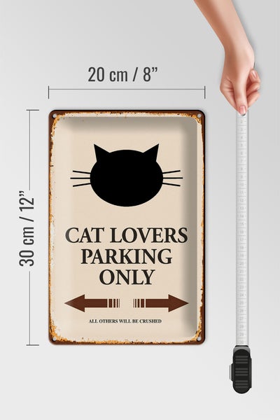 Blechschild Spruch 20x30cm cat lovers parking only Katze
