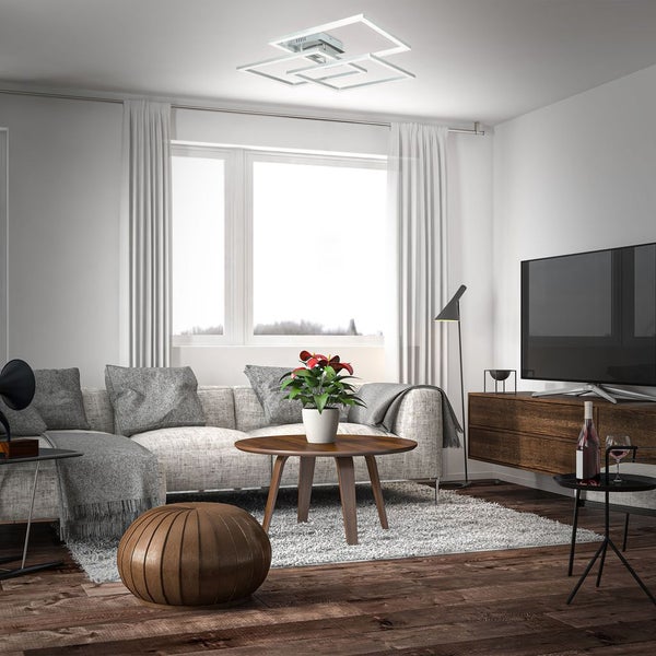 Deckenleuchte 69,5x69,5 cm - 48W, 4800lm, LED, smart, dimmbar, CCT, RGB, silberfarbig