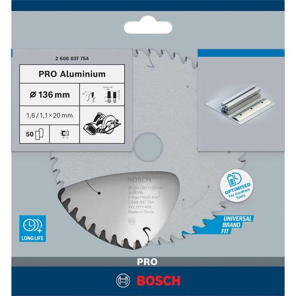 Bosch PRO Aluminium cordless Blatt für Kreissägen 136 x 1,6 x 20 mm - 2608837754