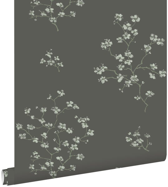 ESTAhome Tapete Blütenzweige Schwarz - 0,53 x 10,05 m - 148737