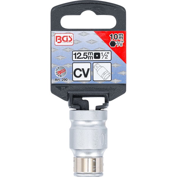 BGS Bit-Adapter mit Haltekugel Innenvierkant 12,5 mm (1/2) Innensechskant 10 mm (3/8) - 290
