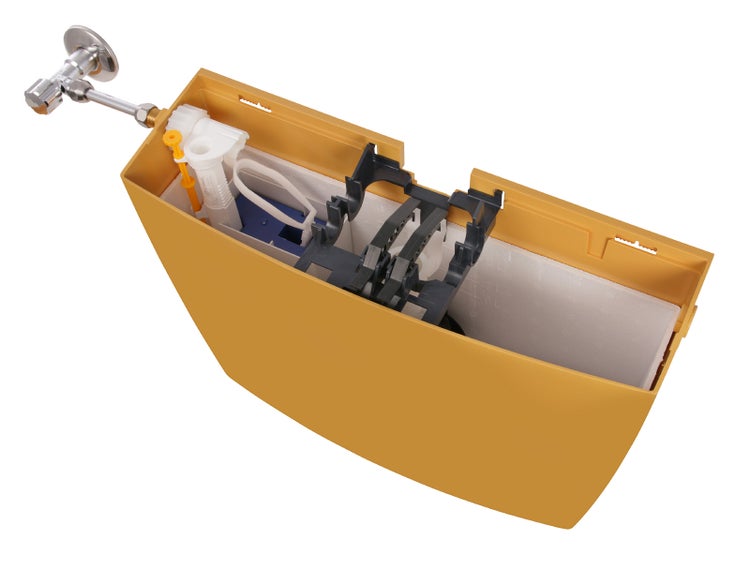 Sanitop-Wingenroth Spülkasten Karat | Tiefspülkasten mit Zwei-Mengen-Technik | 3,5 oder 6 - 9 l | Geräuscharm und vollisoliert | Variabler Anschluss | Curry | 21061 4