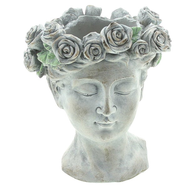 FRANK FLECHTWAREN | Pflanzer Rosenmädchen, POLYRESIN, 15,5 x 14,5 x 18,5 cm