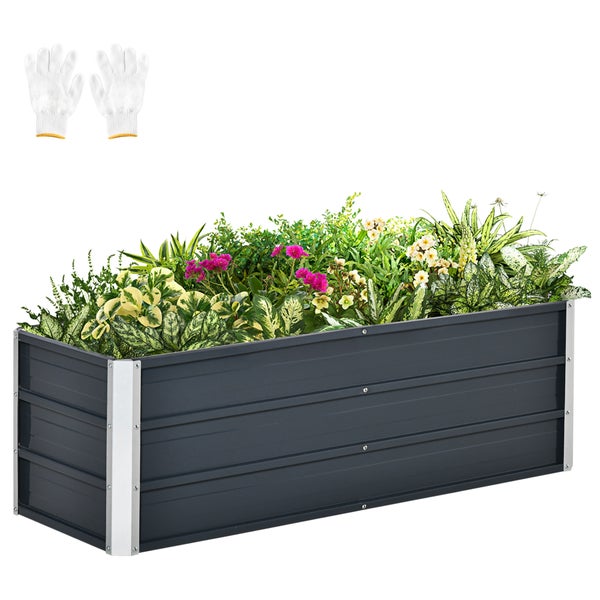 Outsunny Hochbeet, 125L x 47B x 40H cm, Stahl, grau