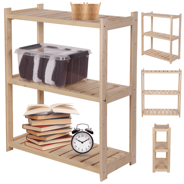 PROREGAL Holzregal SPREEWALD HxBxT 86x70x33cm 3 Ebenen Massives Kiefernholz Natur