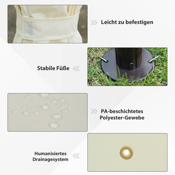 Outsunny Pavillon, Gartenpavillon, 3x4 m, Stahl, Polyester, Creme