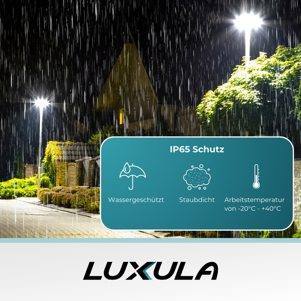 LUXULA Runde LED Straßenlampe 120W Straßenleuchte mit 12000lm IP65 Schutz Mastleuchte 3000K Warmweiß