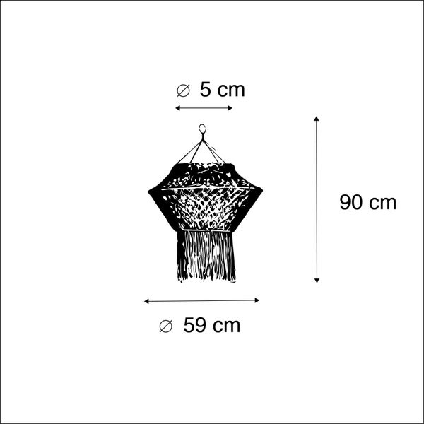 Makramee Lampenschirm natur 90 cm