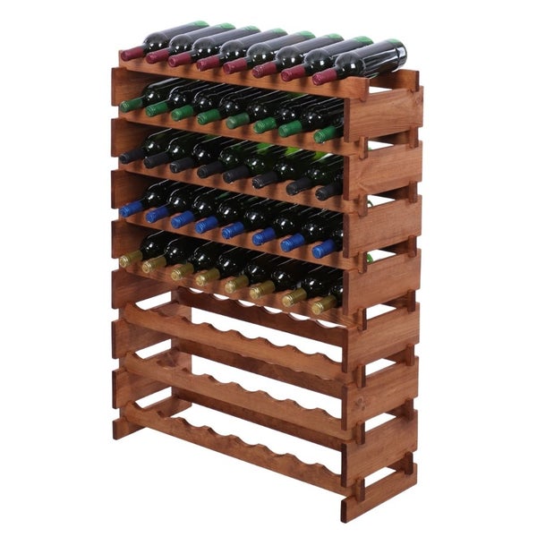 Weinregal VINOTECA FLEX PRO HxBxT 107x84x28cm 68 Flaschen auf 8 Ebenen Massives Kiefernholz Braun geölt