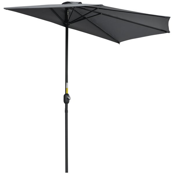 Outsunny Sonnenschirm, Gartenschirm, halbrund, L293 x B150 x H249 cm, Metall, Grau+Schwarz