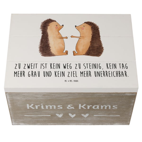 Mr. & Mrs. Panda 25 x 18 cm Holzkiste Hochzeit Igel - Weiß