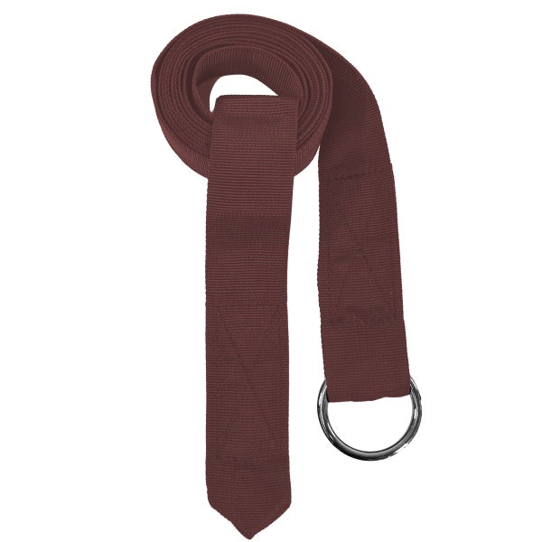 Yogagurt mit D-Ring aus gewebtem Textil für Dehnübungen.