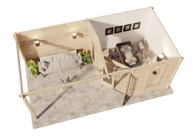 Alpholz Premium Gartenhaus-Set 5-Eck Liwa 595x300cm inkl. Boden, Dach & Aufbauservice