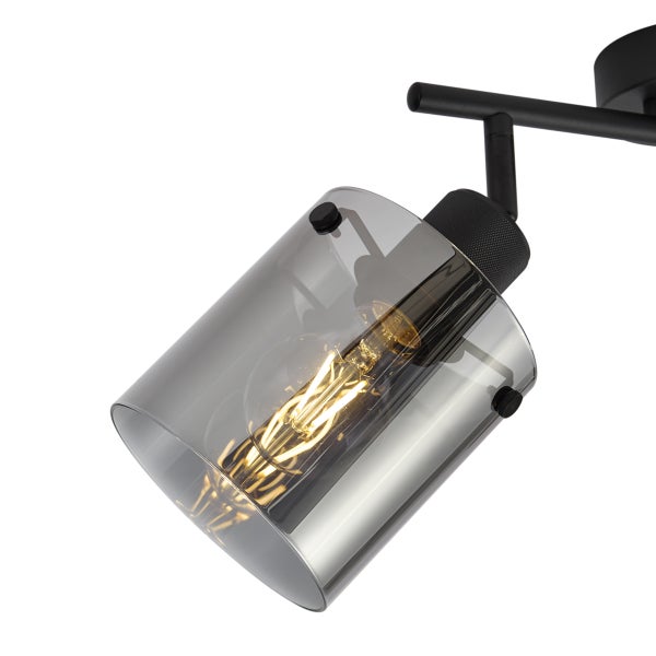 Deckenleuchte mit einem grauen Lampenschirm aus Glas