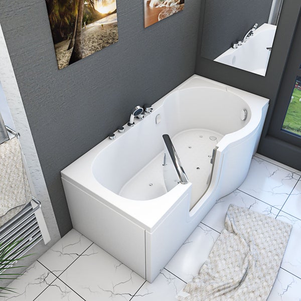 Sitzbadewanne Senioren Wanne Sitzwanne mit Tür S12-EH-AIR-L 170x85cm
