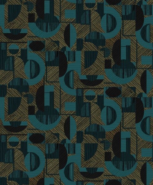 Masureel Tapete geometrisches Motiv Blau - 53 cm x 10.05 m - 630693