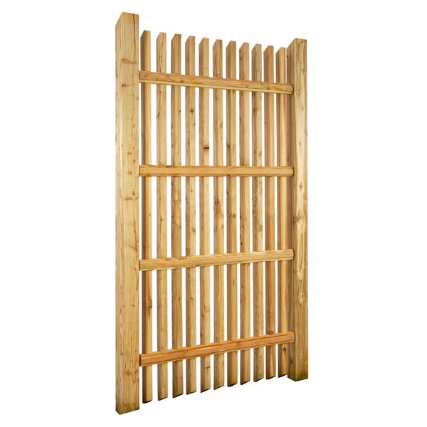 Holzzaun-Element mit vertikalen Latten und Rahmen