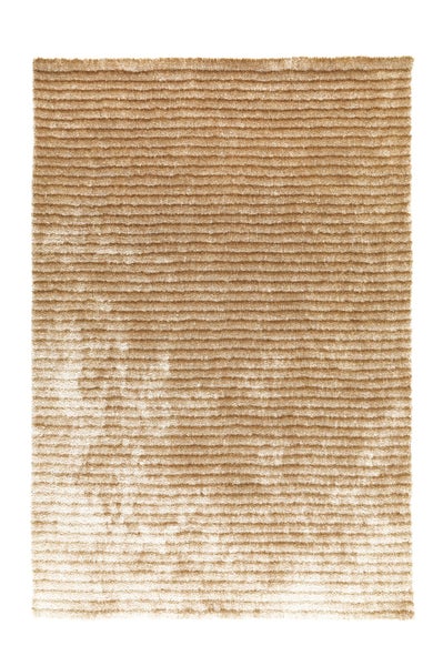 Hochflor-Teppich mit horizontaler Rippenstruktur in Beige