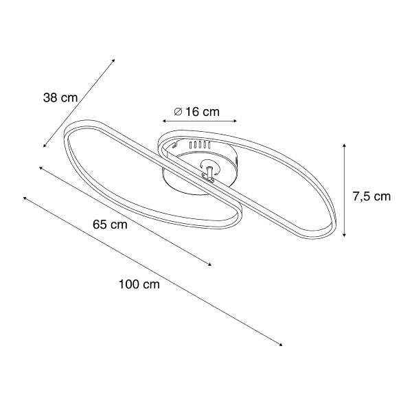 Technische Zeichnung der Deckenleuchte mit Maßen