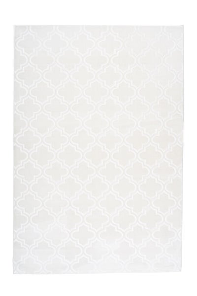 Kurzflor Teppich Blissique Weiß Modern, Klassisch 80 x 300 cm