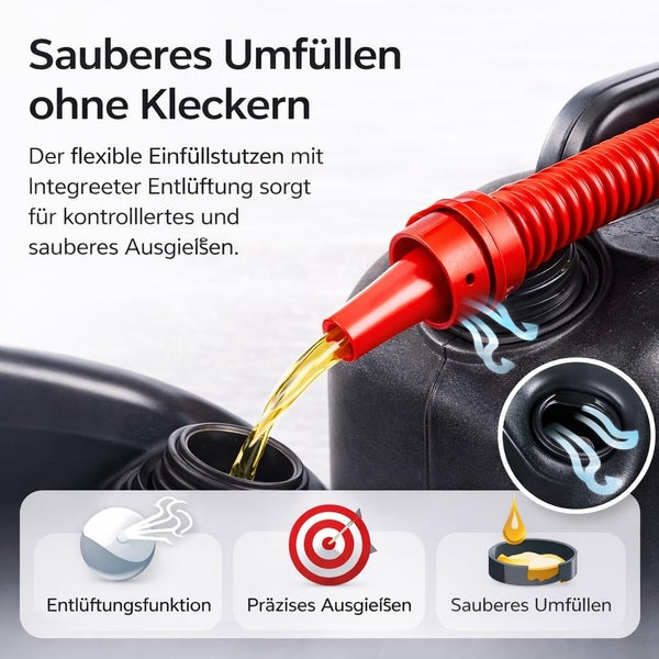 Kanister mit flexiblem Ausgießer zum sauberen Umfüllen