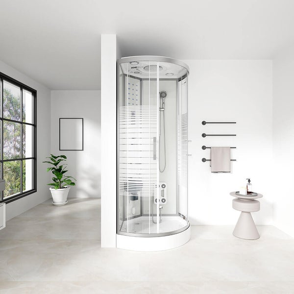 Home Deluxe - Dampfdusche WHITE PEARL - Maße 100 x 100 cm - inkl. Dampffunktion, Regendusche, Radio und Zubehör I Fertigdusche, Dusche, Duschtempel