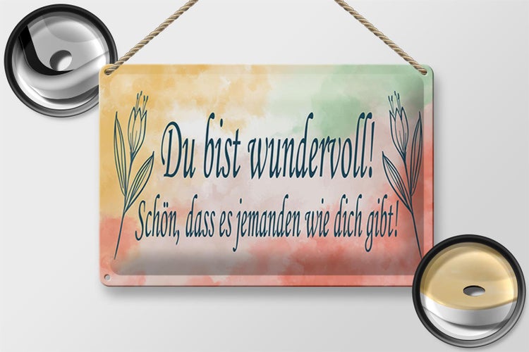 Blechschild Spruch 30x20cm du bist wundervoll schön das es