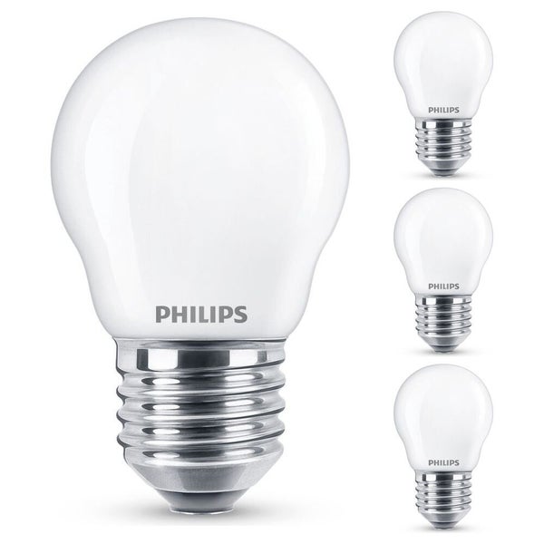 Philips LED Lampe ersetzt 60W, E27 Tropfenform P45, weiß, warmweiß, 806 Lumen, nicht dimmbar, 4er Pack