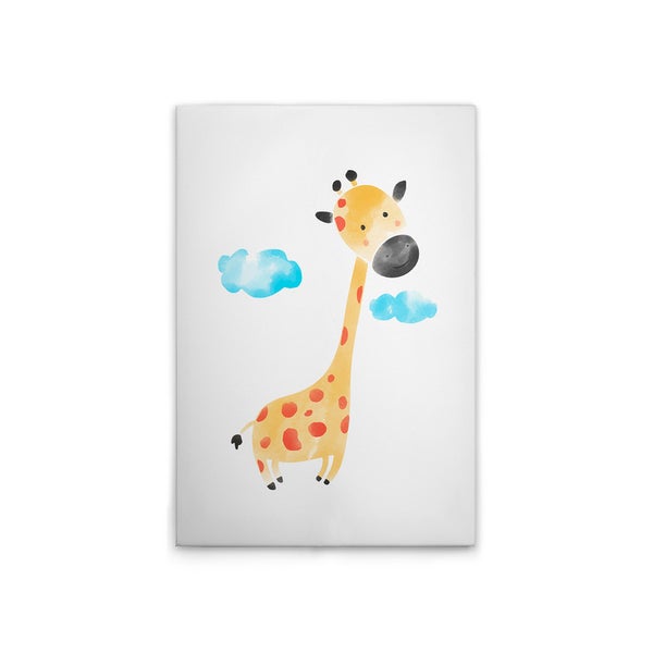 Illustration einer Giraffe mit Wolken auf Leinwand